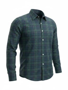 UNTUCKit Men's Dark Green and Navy Plaid Button-Down Shirt Medium